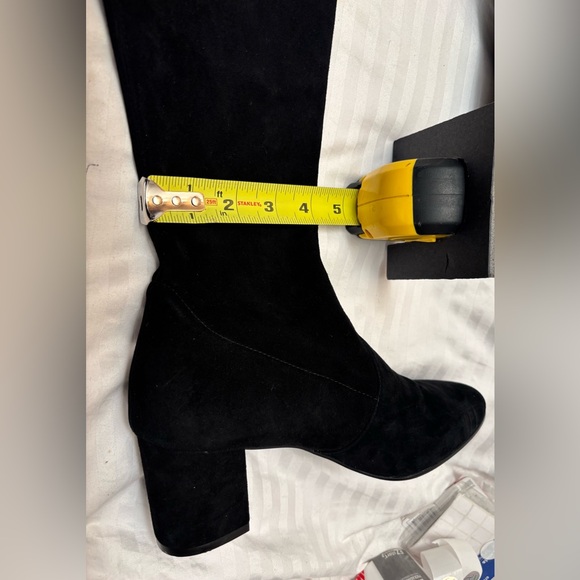 Stuart Weitzman Boots Over the Knee Tieland Black Suede 3" Heel Size 8.5 B - Picture 12 of 13